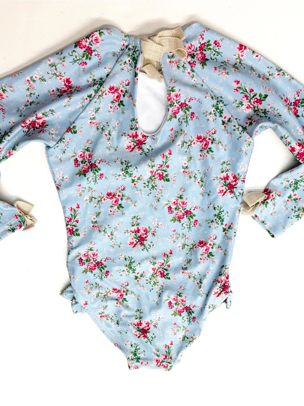 Minnow x Brock Collection Floral Long-Sleeve One-Piece Swimsuit Rashguard Blue